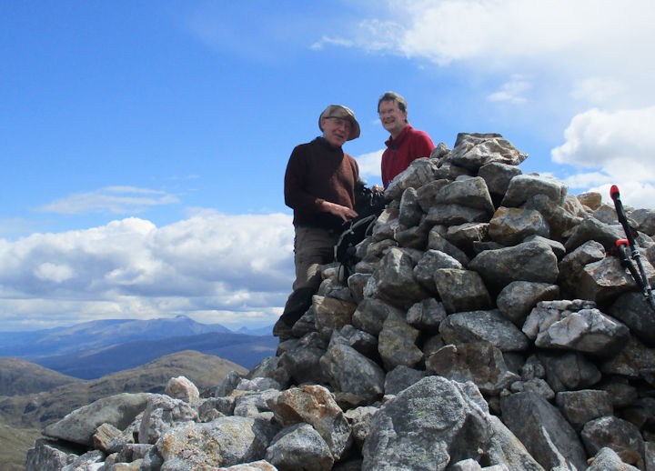 David and Max on summit of Sgurr Ghuibh Sachain, Photo by Judy Renshaw