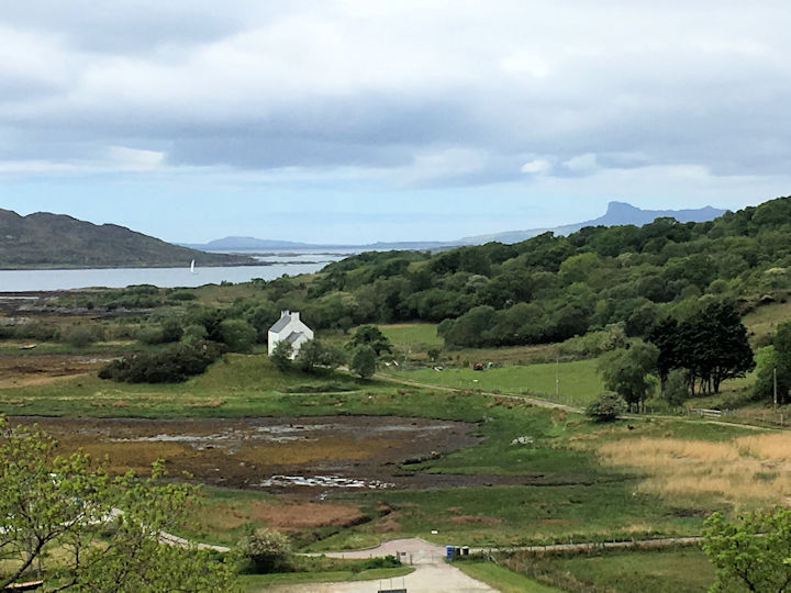 View from Arisaig church, An Sgurr in the distance, photo by Andy Burton