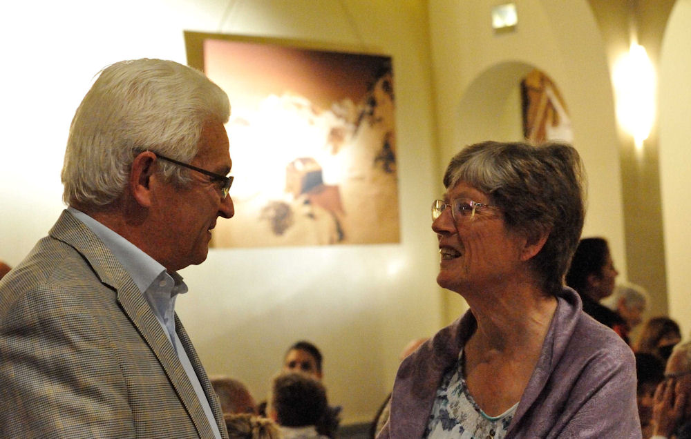 Pam with Jacques Bondallaz, who is responsible for the Britannia Hut. Photo by Bernhard Ody
