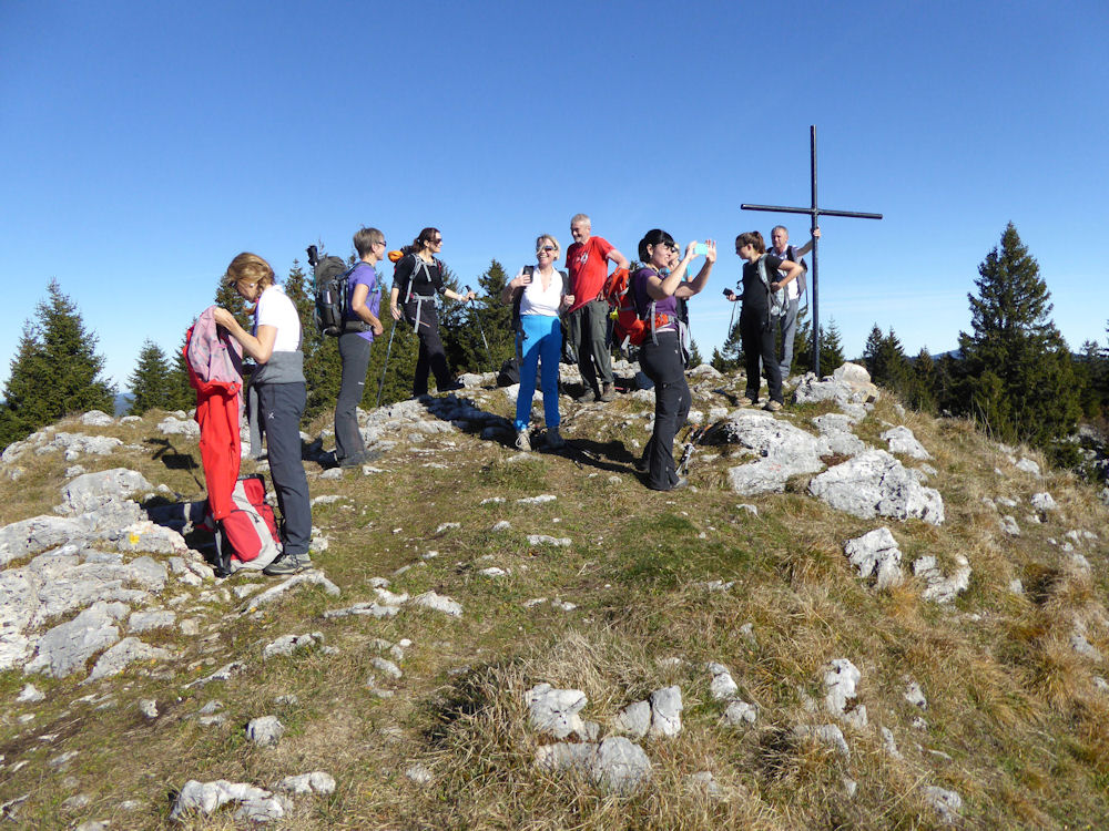 Official SAC walk in the Jura on the Saturday morning.  Walk Leader was Paul Everett. <BR> The group on the summit of le Noirmont above le Cure. Photo by Mike Goodyer