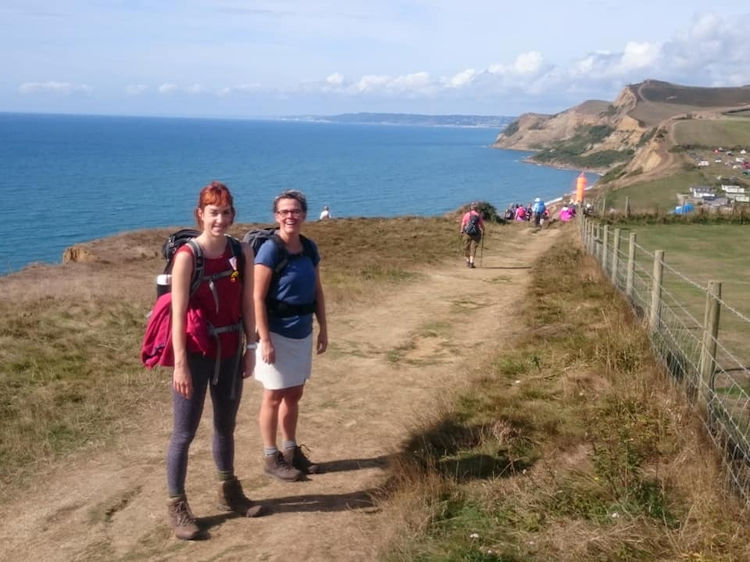 Mary and Celine approaching Seatown. Photo by Andy Burton