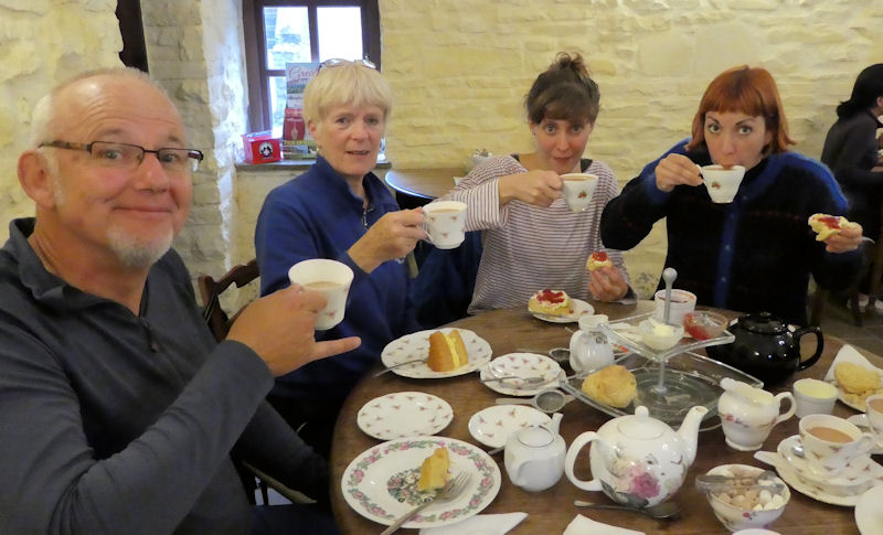 Paul, Heather, Rachel and Mary enjoy afternoon tea. Photo by Mike Goodyer